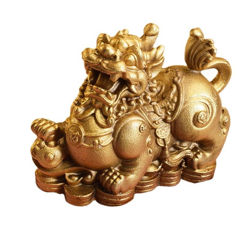 黄铜公母貔貅摆件招财皮丘家居工艺品摆设皮休景区门店直播地摊
