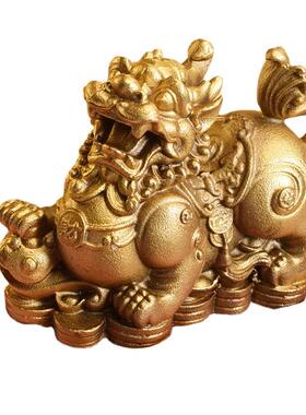 黄铜公母貔貅摆件招财皮丘家居工艺品摆设皮休景区门店直播地摊