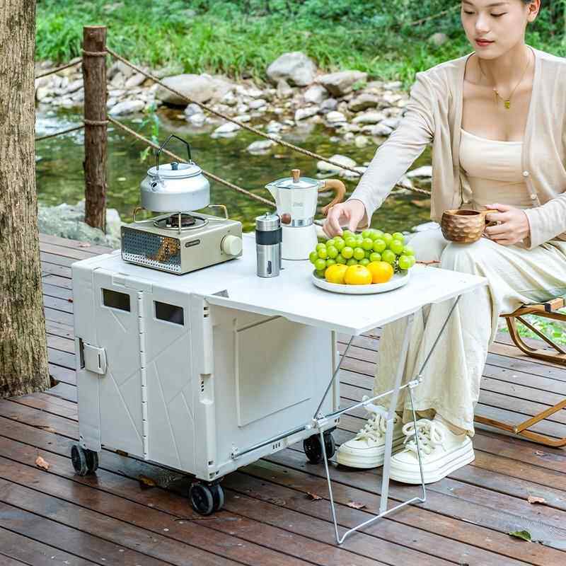 户外露推营LY55LY车边桌家侧用买可菜购物车便携箱爬坡车购物车塑