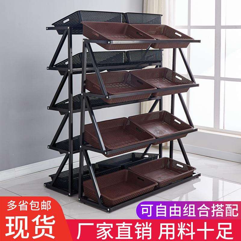 超市水果蔬菜货架展示架置物架多层菜架商用便利店果蔬架木质铁架