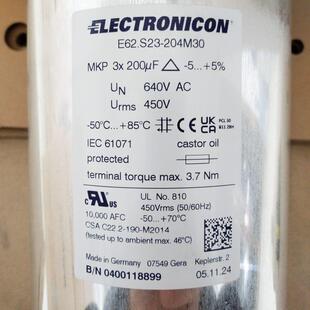 E62.S23-563M30/204M30 3x55.7uF 3x200uF ELECTRONICON电容