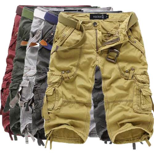 Men's cropped pants workwear with multiple pockets, trendy