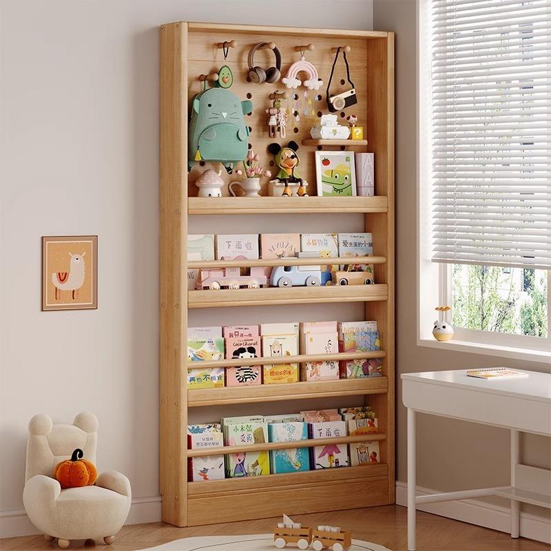 书架实木门后洞洞板置物架家用窄缝超薄书柜儿童绘本