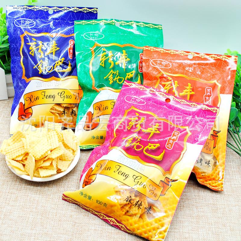 80后怀旧零食沈阳特产新丰锅巴孜然烧烤辣味食品100g整箱40袋包邮图片