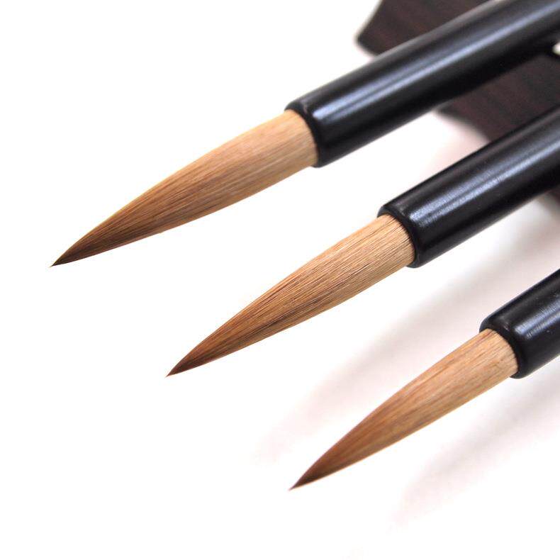 周虎臣狼毫毛笔 盒装耕耘行书狼毫提笔 精制大中小狼毫毛笔套装