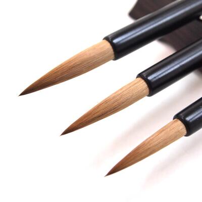 周虎臣狼毫毛笔 盒装耕耘行书狼毫提笔 精制大中小狼毫毛笔套装