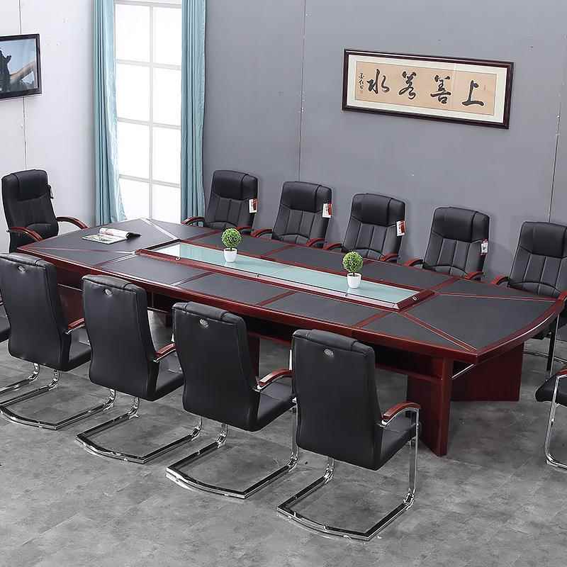 厂家商JTX洽谈大型会议桌长桌务简约实现代忒条形会议台木皮桌子