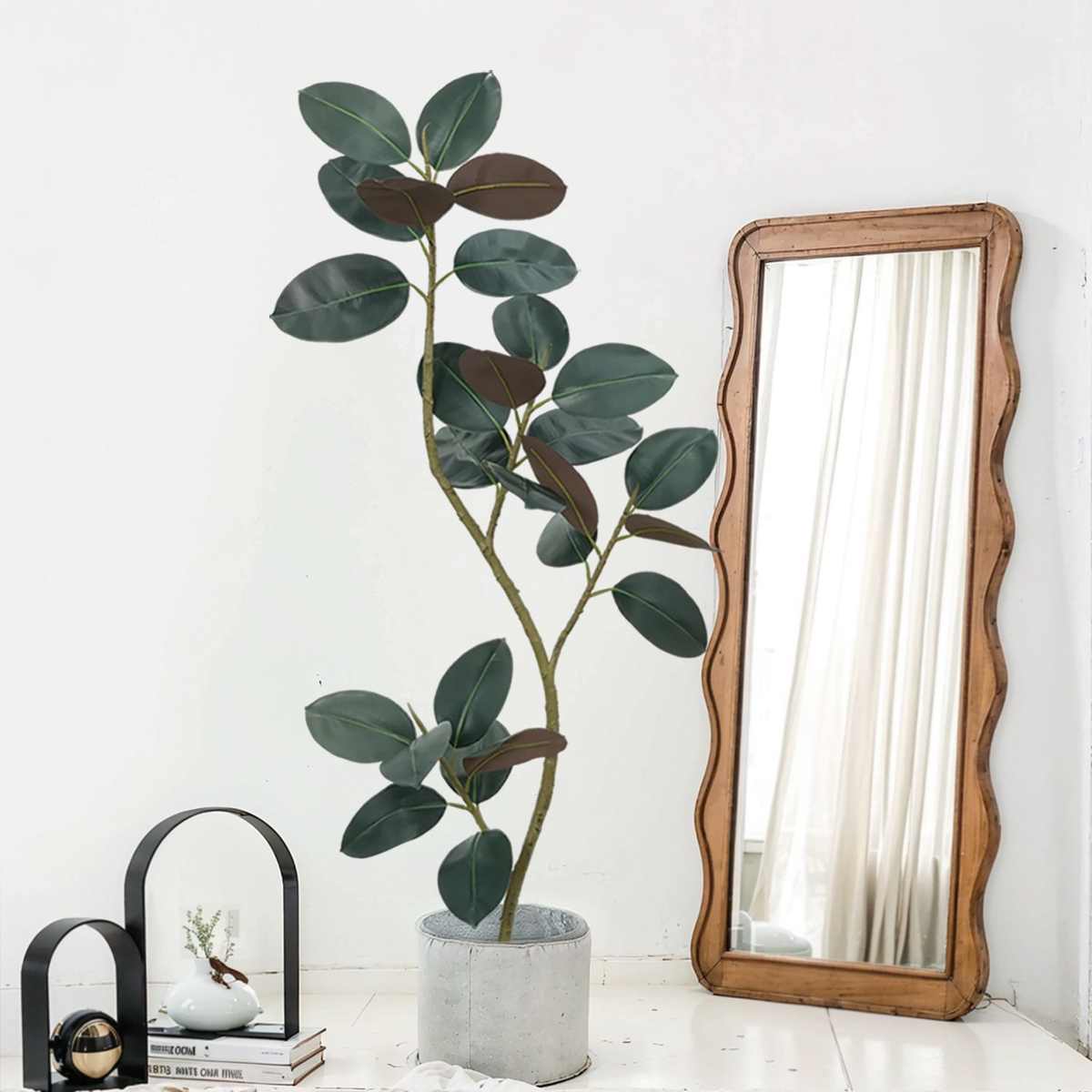 高端轻奢仿真绿植黑金刚橡皮树室内仿生植物假树客厅大型摆件造景