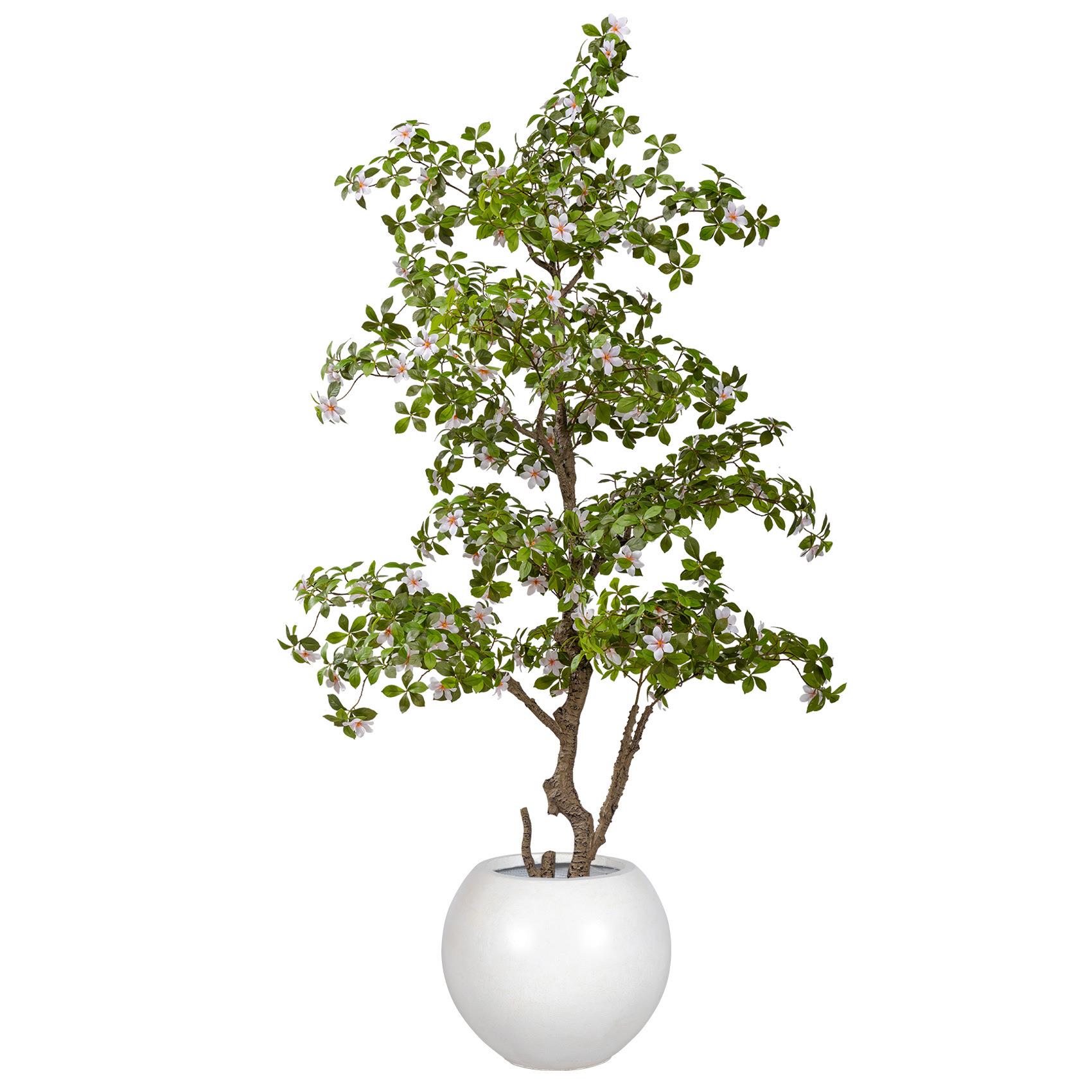 仿真网红植物栀子花室内假树盆栽造景仿生绿植人造树落地装饰
