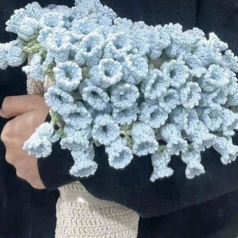 玫瑰花束毯子手工钩编织材料包毛线团织毛朵毯铃花兰8KBBH4hS花毯