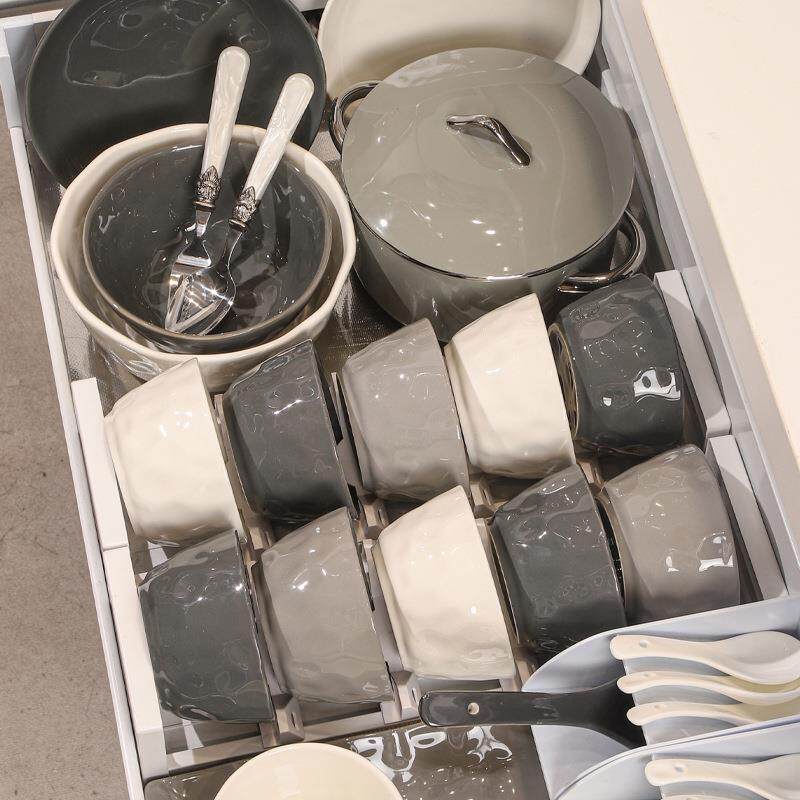高级黑白灰极简碗碟餐具套装家用陶瓷碗盘饭碗组合厨具全套盘子