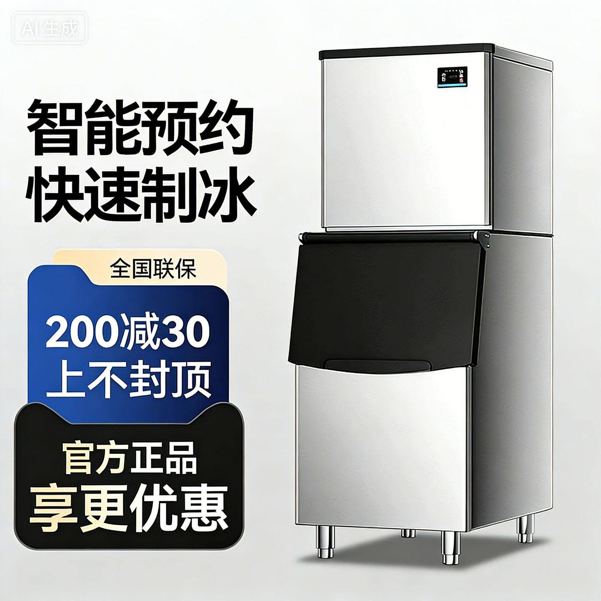 商用制冰机全自动小型奶茶店冰粒机大型做方块冰制造一体机