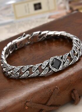 翔栩巴锆石欧美古饰手链生男款复古日礼物轻奢唐草纹男手厂E223家