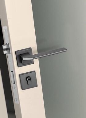 黑色室内门锁分体静音卧室房间木门锁家用通用型现代简约锁子把手