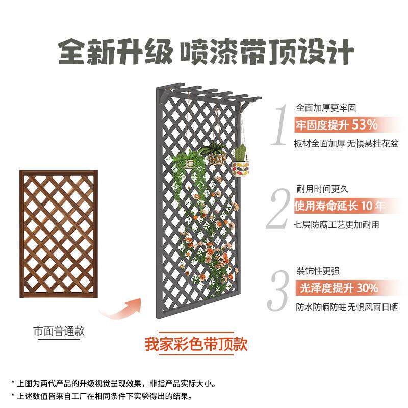 花架爬藤架带顶防腐木栅栏户外墙面多彩装饰庭院篱笆加高围栏隔断