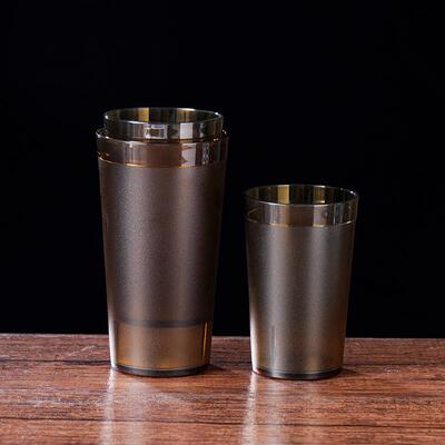 可用洗洁精商用透明亚克力啤酒杯茶色塑料耐高温饮料摔不烂PC水杯