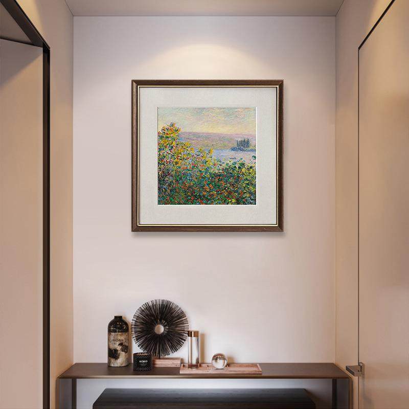客厅挂画莫奈小众DEX复古轻沙奢书房玄关发墙油画风欧式风景饰装