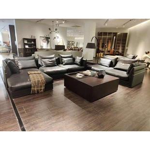 楷模大普家具希诺沙发头层牛皮皮艺黑色真皮德式现代简约大小户型