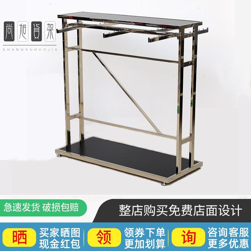 尚旭新款服装店衣架黑色烤漆不锈钢挂钩展示架