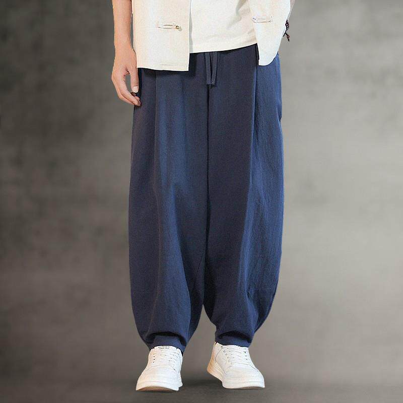 home daily 纯棉休闲 裤男夏季中国风宽松裤子男士大尺码阔腿灯笼