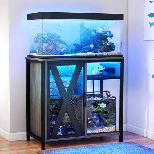 水族馆带电源插座LED灯柜子配件储物存储金属鱼缸架适合爬行动物