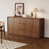 2025新款 矮边柜 餐柜收纳柜一体靠墙实木色客厅收纳柜厨房新中式