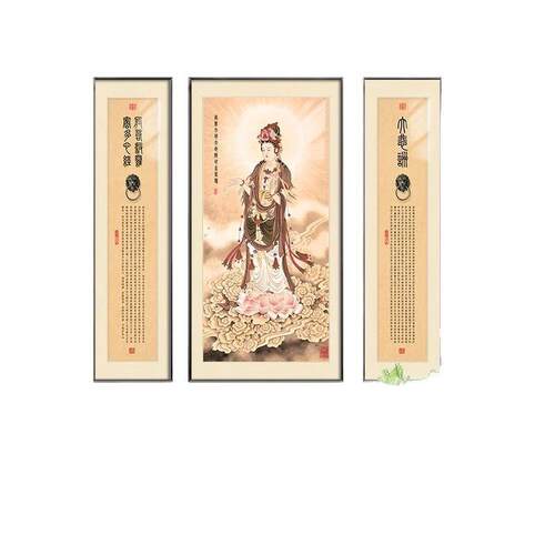 中式大堂挂画忠义关公餐厅茶室包间沙发背景墙装饰画三联生财壁画
