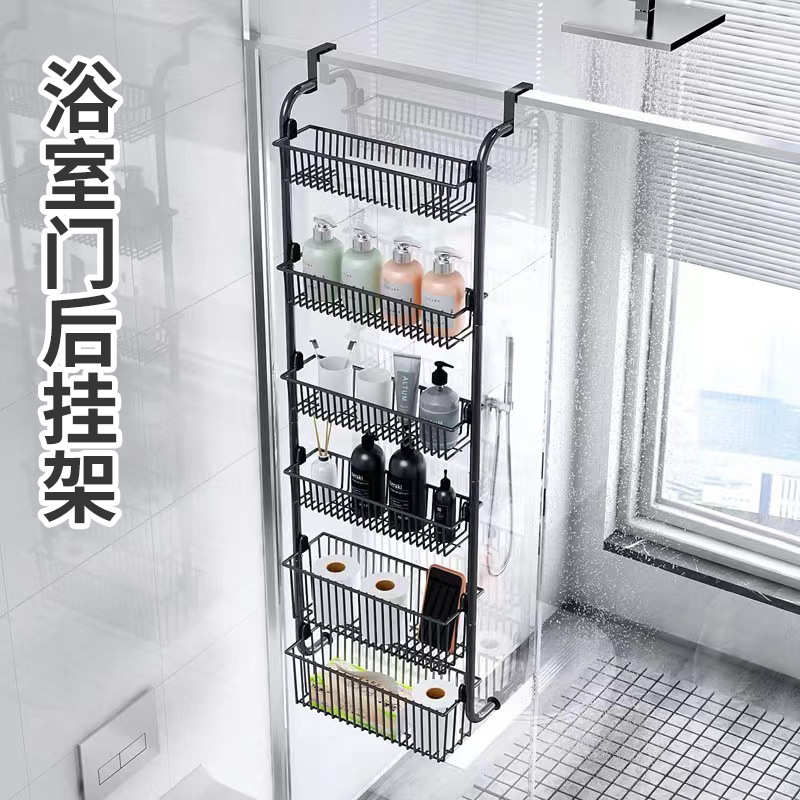 免打孔门后挂篮置物架多层收纳架浴室门后挂架多功能整理架