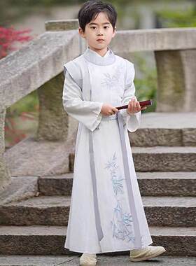 男童汉服春秋唐装唐朝李白服装圆领袍儿童古装书生国学古诗演出服