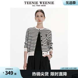 teenieweenie小熊女装慵懒风短款圆领，针织衫长袖空调衫，毛衣开衫新