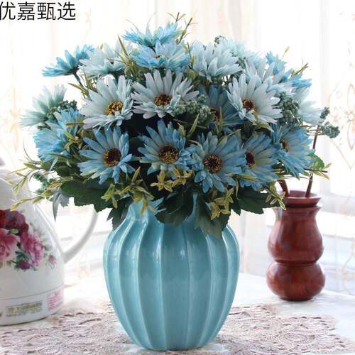 玫瑰花束假花干花客厅摆设餐桌盆栽插花塑料花绢花艺摆件森升