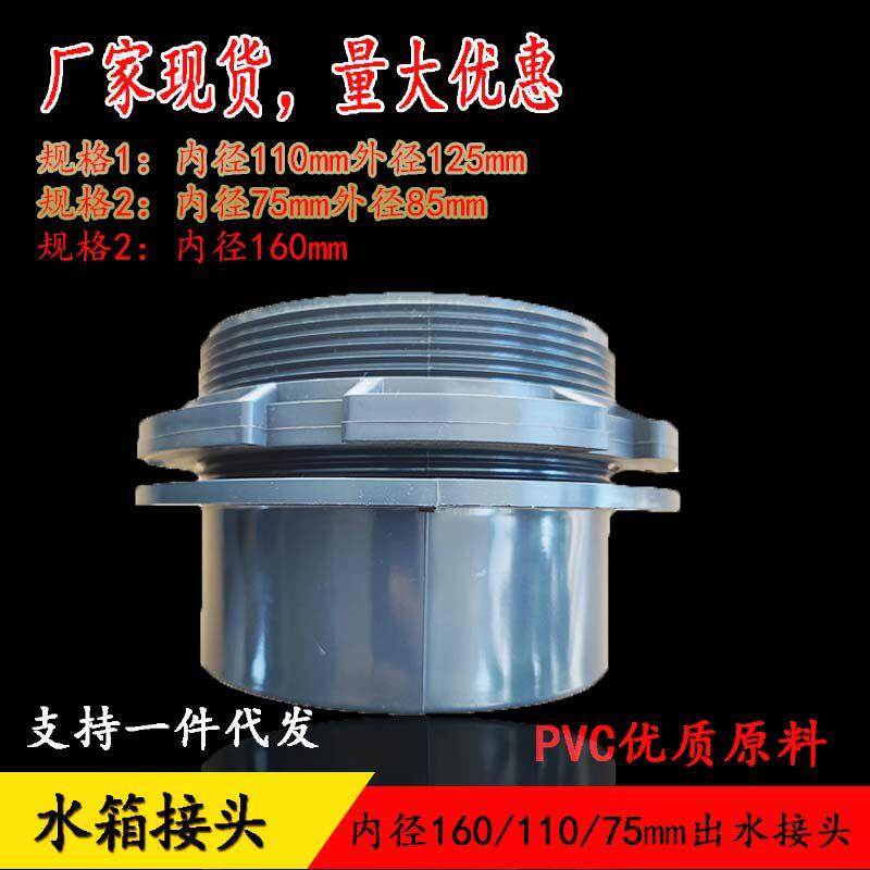 水箱接头水管110/75/160mm水塔pvc接头水桶水箱帆布鱼池用排水口