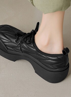 【意大利】René Vanvilla高阶舒适?厚底5cm 小羊皮深口女小皮鞋