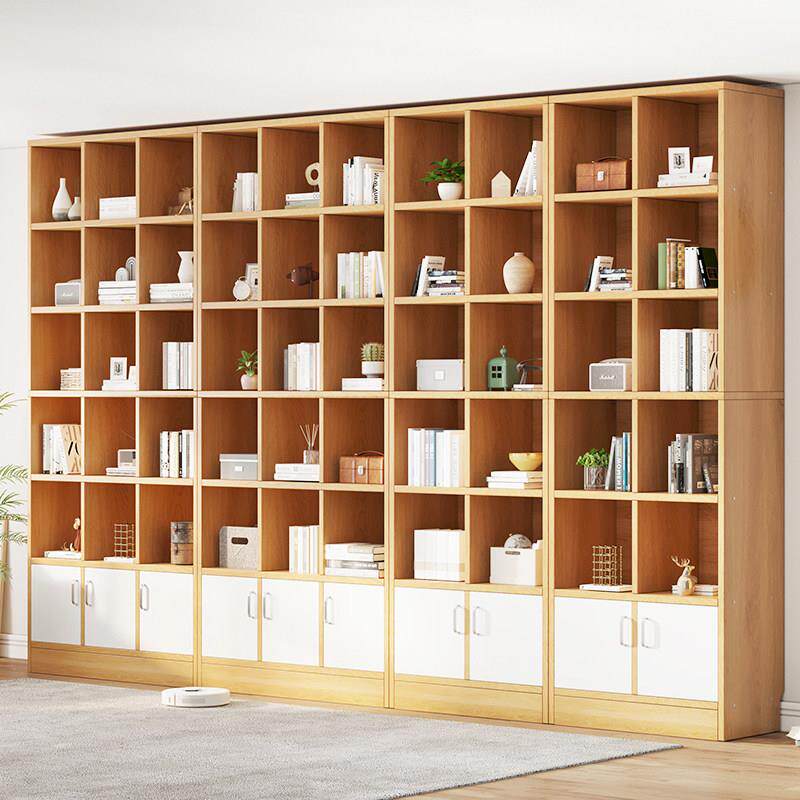 书柜带门高2米2书架落地置物架防尘家用一体整墙自由组合置物柜子