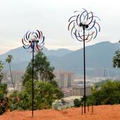 乡村花园户外风车景观庭院装 饰落地插件太阳能灯发光亮双面旋转