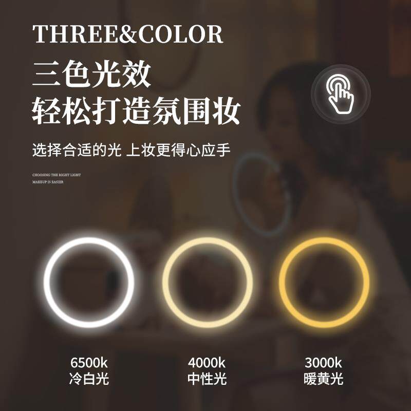 家用卧室梳妆台镜子台式桌面智能化妆镜led带灯轻奢壁挂墙梳妆镜