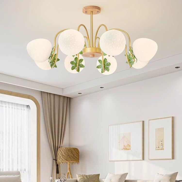 现代简约客厅吊灯原木奶油风网红草莓房间灯北欧温馨餐厅卧室灯具