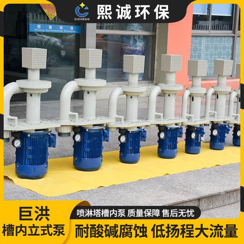 熙诚环保厂家现货废气喷淋塔耐酸碱槽内水泵巨洪大流量槽内立式泵