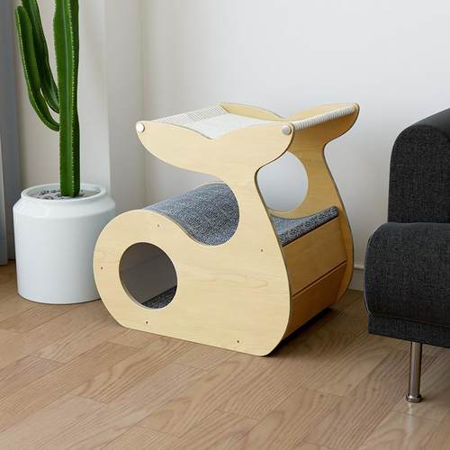 正品喵林吊苑猫庭猫窝夏冬家实木双层帐篷四季多通用床半封闭式猫