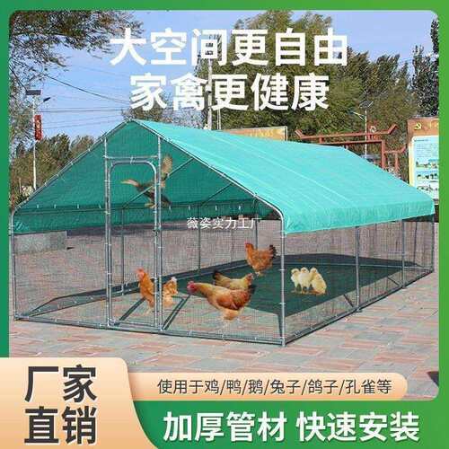 厂家直销户外大型鸡棚家禽鸡笼鸡窝孔雀防雨鸡舍搭建钢管家用养殖