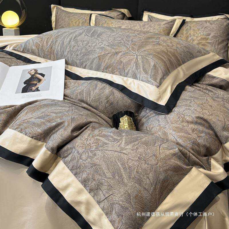 A类母婴级200支长绒棉四件套全棉床单纯棉印花被套轻奢风床上用品