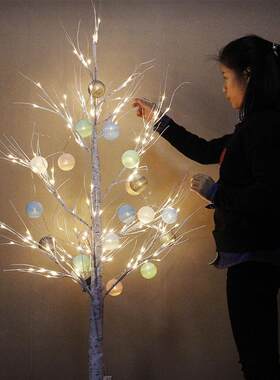 厂家白桦树灯LED圣诞仿真树新年彩灯家居装饰灯春节装饰闪灯迷你