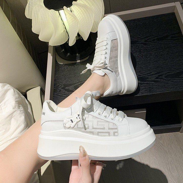 女学生小白底板小众百搭老爹鞋