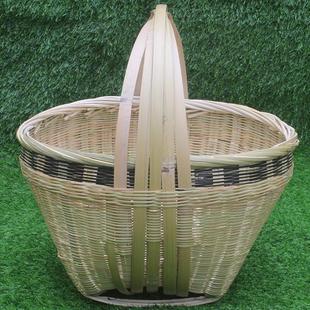 竹子编织竹制品大全竹箩筐竹编老式手工艺品手提圆篮摘菜篮鸡蛋篮