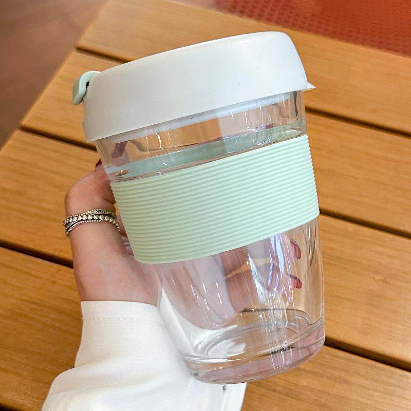 A5L钢化玻璃咖啡杯随行杯ins风防摔便携水杯夏季简约家用早餐女杯