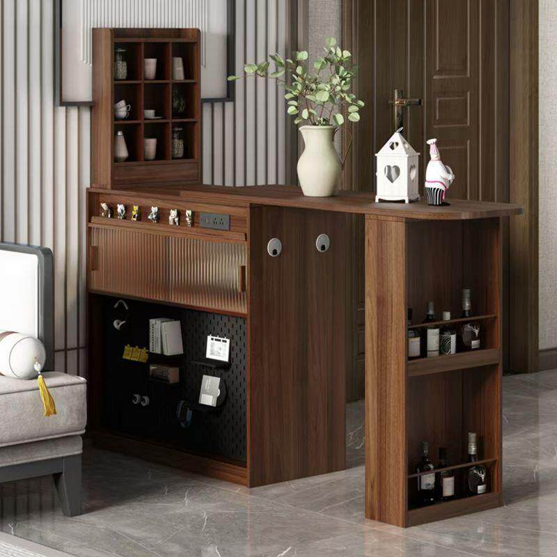 实木吧边台桌餐柜伸一体双面缩餐桌窄岛台家用厅隔断柜沙客发ZAF