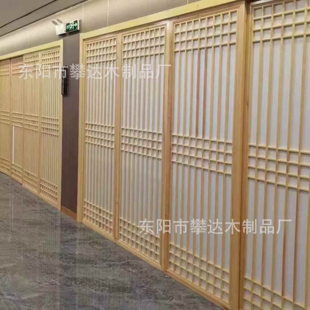 新中式实木屏风隔断办公室客厅玄关镂空简约木质日式花格隔断制作