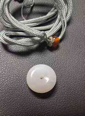 ZB74 和田玉平安扣 3.80g 直径16mm 配绳（附鉴定证书）