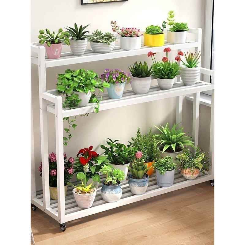 全钢架铁艺花架置物架阳台带轮可移动客厅落地式多层阶梯庭院工厂