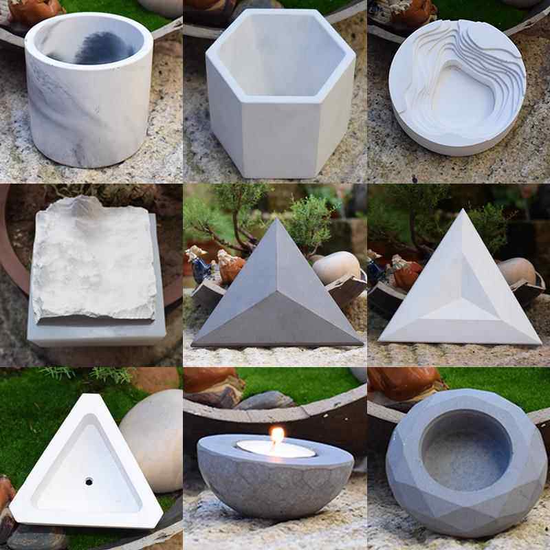 几何六边形圆形烟石灰缸假山蜡烛台混凝土水泥膏花盆栽硅胶模具,厨房/烹饪用具,烘焙模具,淘宝优惠券,粉丝福利购,淘宝优惠卷